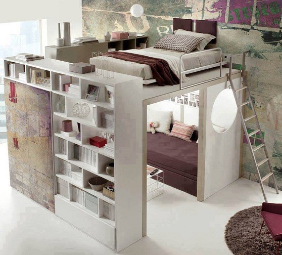 45 Small And Compact Bedroom Solutions Neat Homes Another Solution For An Compact Bedroom That Takes Little Of The Available E Bed Is Placed Above A Mini Room With Couch Inside