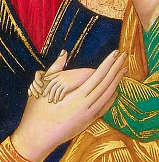 Menino Jesus segura as mãos de sua Mãe compreendendo a tremenda mensagem angélica Menino Jesus segura as mãos de sua Mãe compreendendo a tremenda mensagem angélica