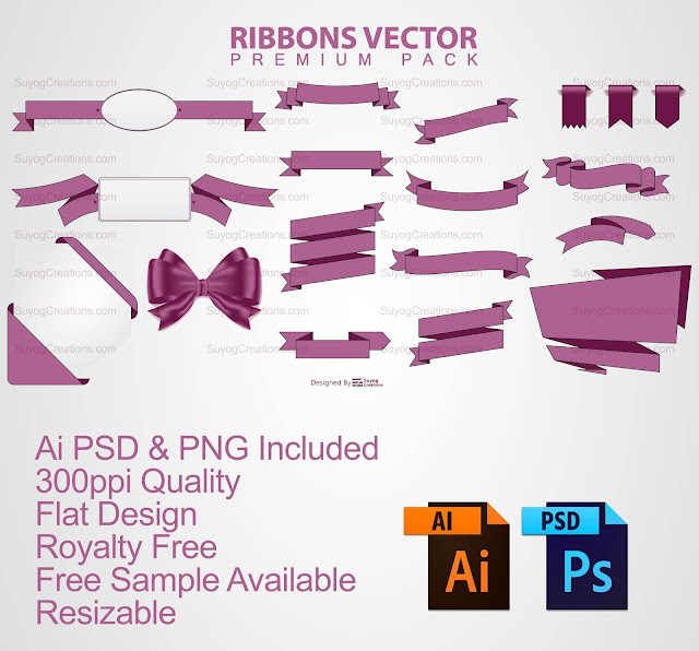 Ribbon Vectors AI and PSD Ribbon Vectors AI and PSD