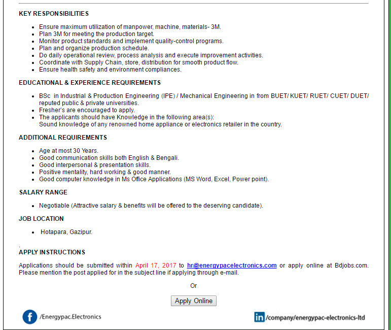 application for the post of management trainee