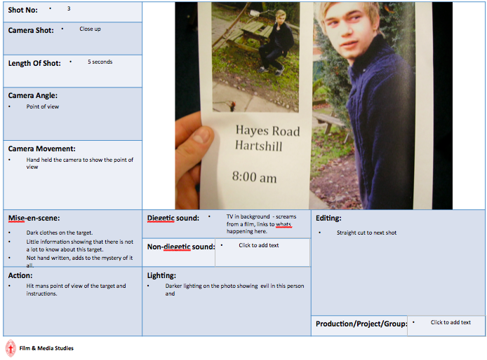 As film studies coursework storyboard image