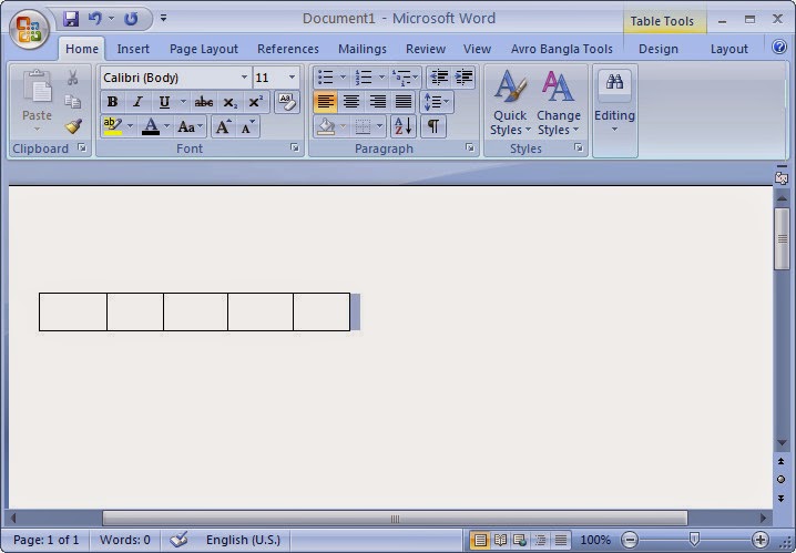 Ms Word এ টেবিল