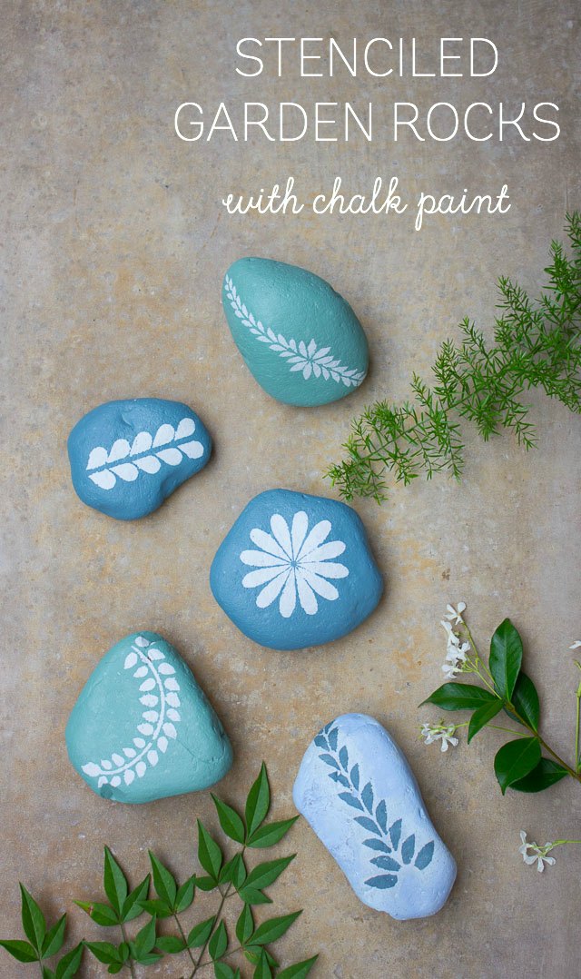 Use chalk paint and stencils to make these gorgeous painted rocks! painted rocks