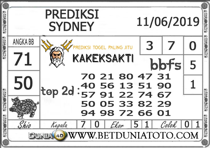 Prediksi Togel SYDNEY DUNIA4D 11 JUNI 2019
