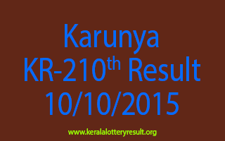 Karunya KR 210 Lottery Result 10-10-2015