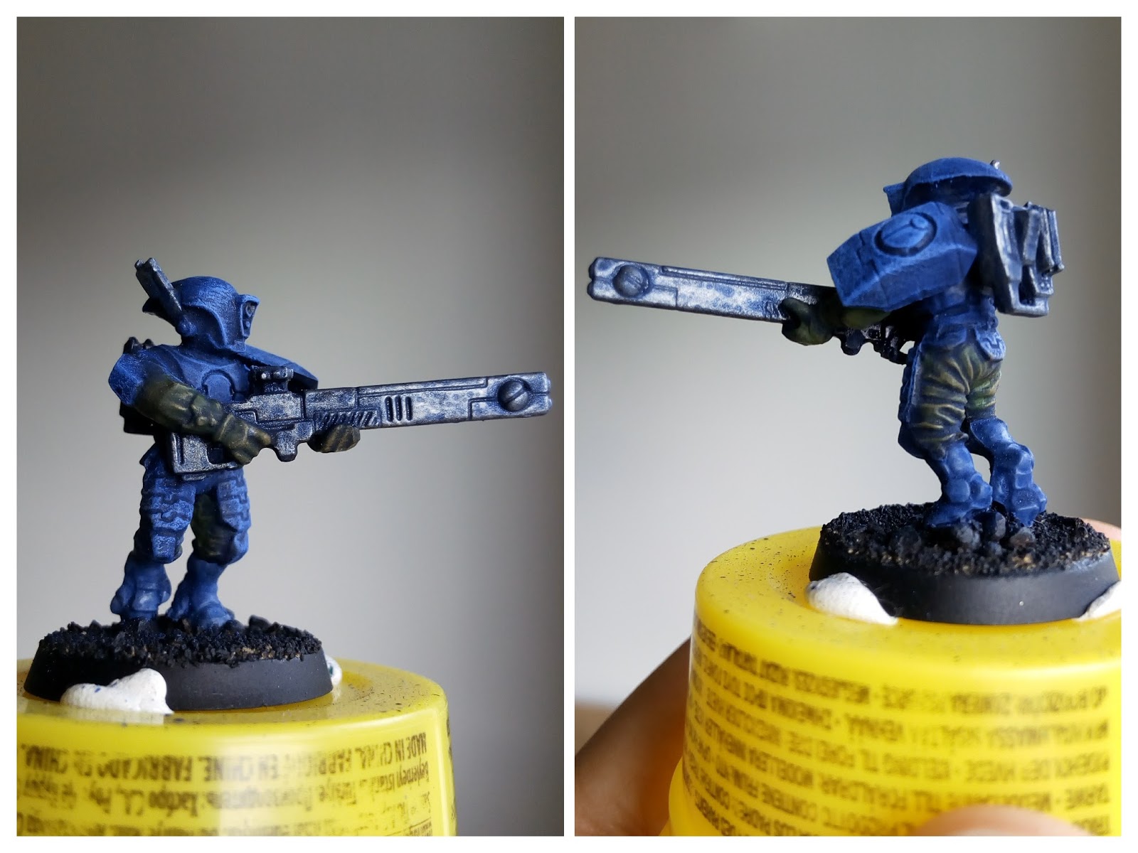 Always a pleasure Final dry brush on my painting of some Tau soldiers