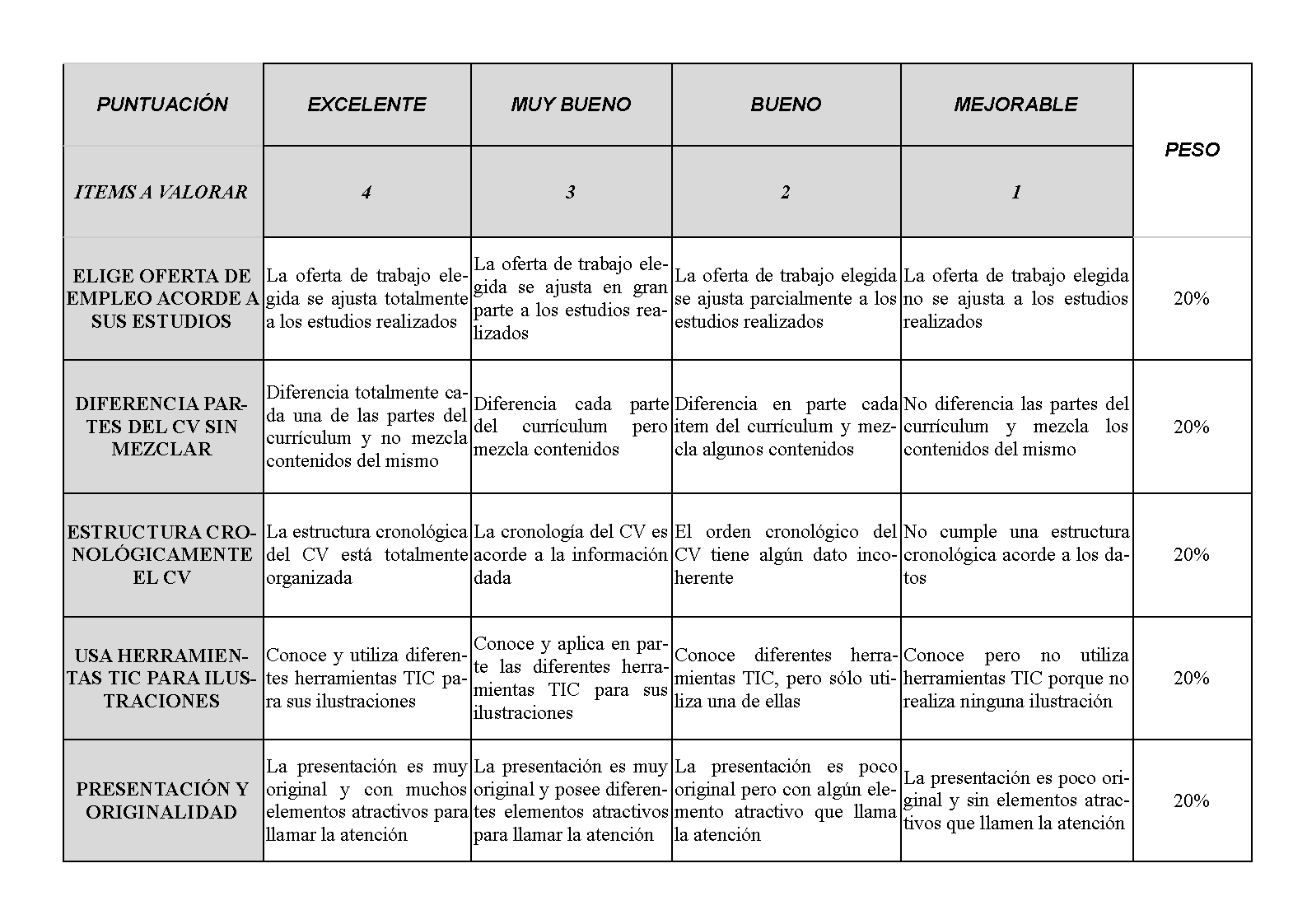Rubrica curriculum vitae 05 image