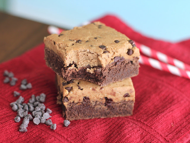 These deliciously healthy Cookie Dough Brownies are actually GOOD FOR YOU! They're whole grain, refined sugar free, gluten free, dairy free, and vegan. | Desserts With Benefits Blog