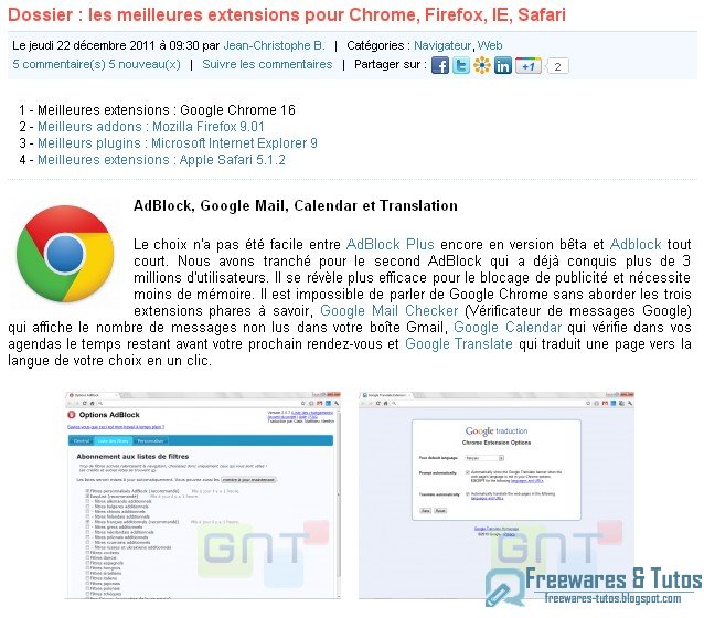 Le site du jour : les meilleures extensions pour les navigateurs Chrome, Fiefox, IE et Safari