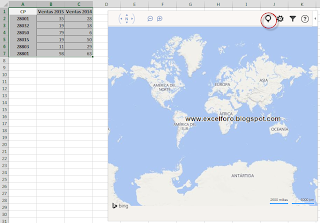 Mapas de Bing en Excel.