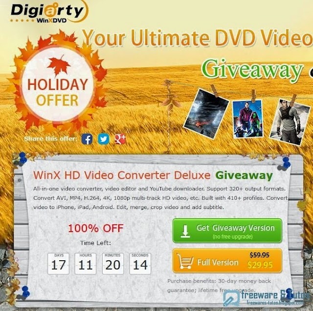 Offre promotionnelle : WinX HD Video Converter Deluxe gratuit (pendant 18 jours) !