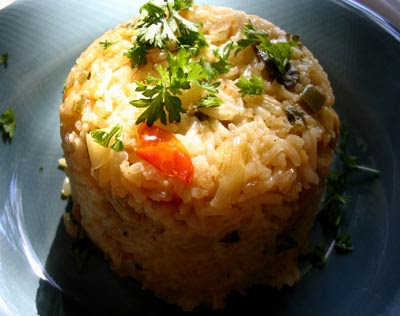 Spicy Tomato Mushroom Rice with Fresh Mint
