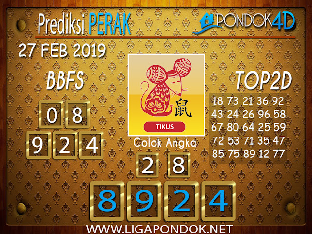 Prediksi Togel PERAK PONDOK4D 27 FEBRUARI 2019