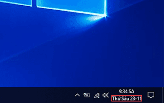 Hiển thị thứ trong tuần dưới thanh tác vụ trong Windows 10