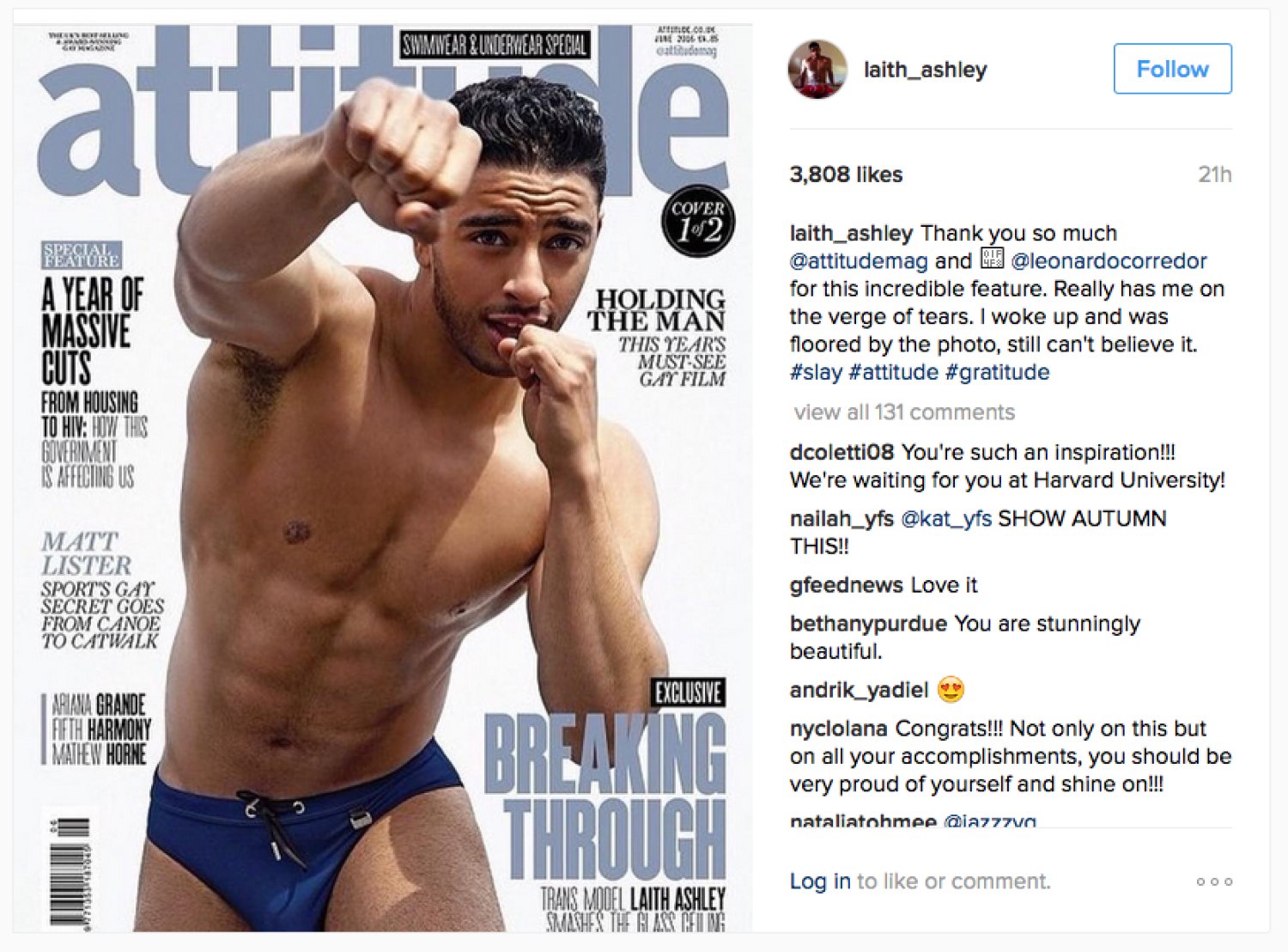 Trans Model-Activist Laith Ashley Kills It On The Cover Of "Attitude&q...