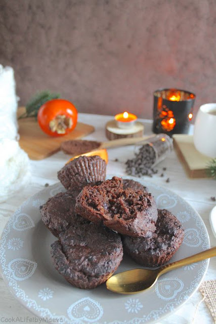 Petits cakes au chocolat et kaki (vegan, sans gluten) • Cook A Life! by Maeva