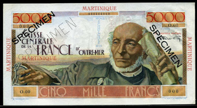 Martinique 5000 Francs banknote Schoelcher money currency