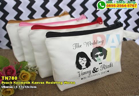 Pouch Kosmetik Kanvas Resleting Warna