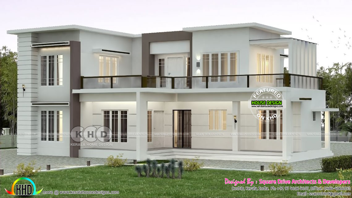 2000 Sq Ft Flat Roof Home Plan With 4 Bedrooms Kerala Home Design And