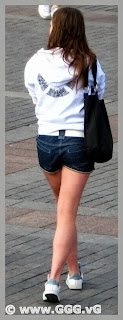 Girl wearing jean shorts