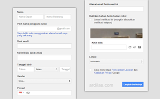 Form sign up - Gmail : Cara Mendaftar / Membuat Akun Email Baru