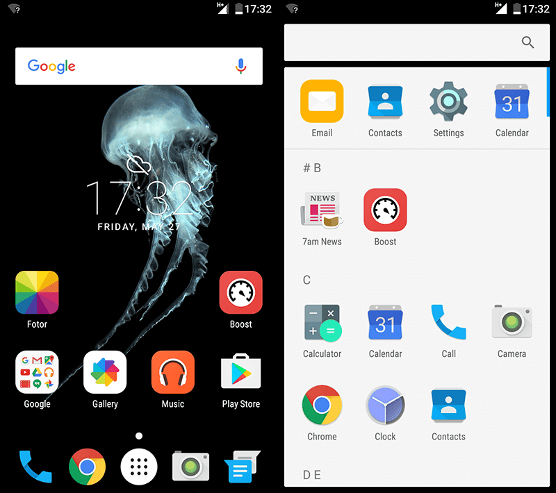 The clean Android 6.0 Marshmallow UI of Flash Plus 2