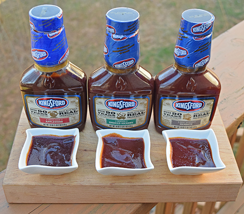 Review of Kingsford BBQ sauces showing texture and color of each