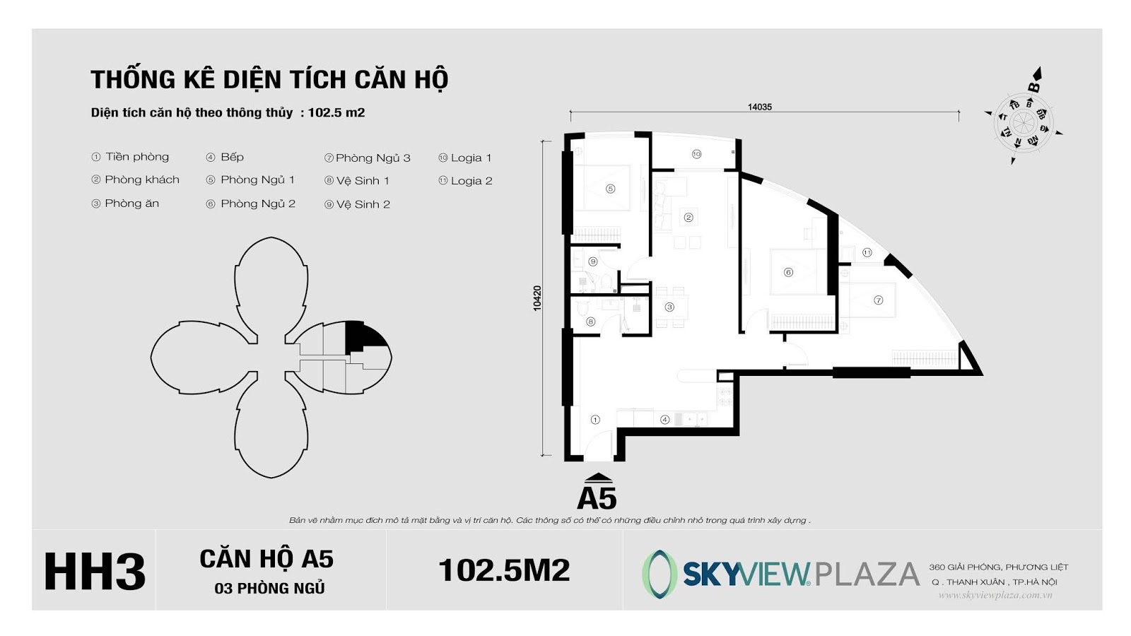 Thiết kế căn hộ A5 dự án Sky View Plaza Thiết kế căn hộ A5 dự án Sky View Plaza
