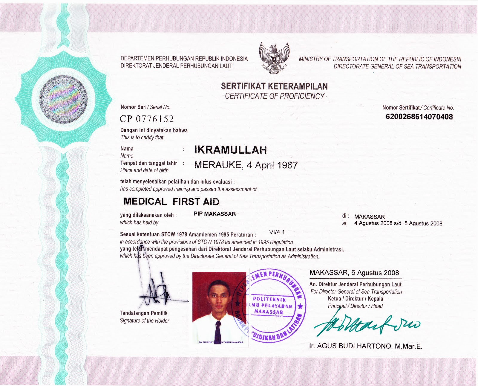 IKRAMULLAH IDRIS: Contoh Model sertifikat keahlian pelaut