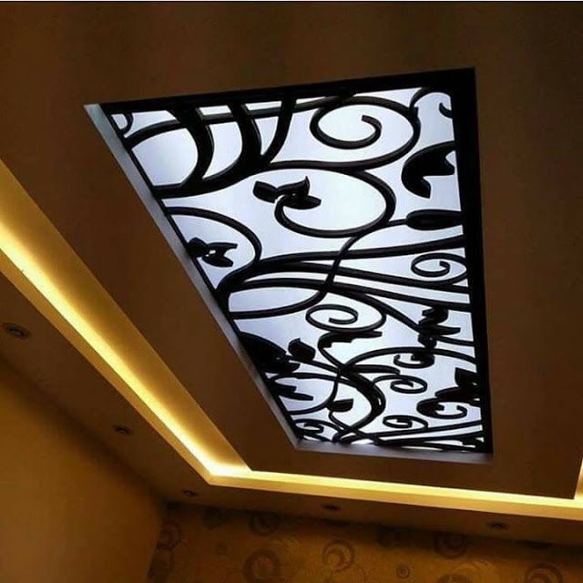 ديكورات جبس بورد ممرات مع خشب شركة ارابيسك