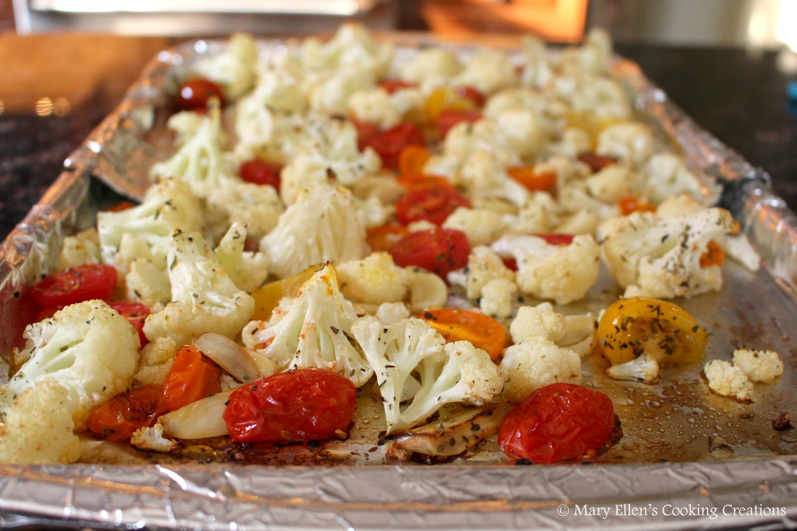 Mary Ellen's Cooking Creations Roasted Cauliflower with Tomatoes