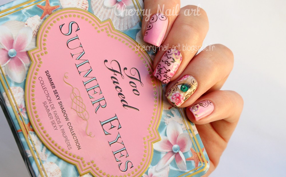 nail art maquillage too faced et fleurs one stroke