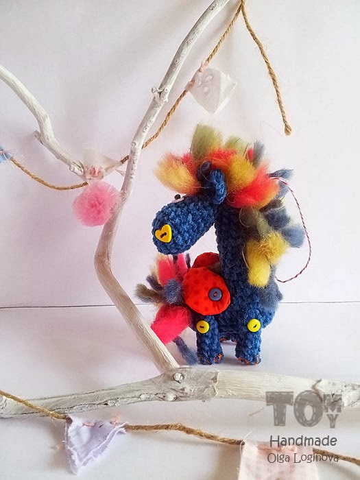 Blue crochet horse