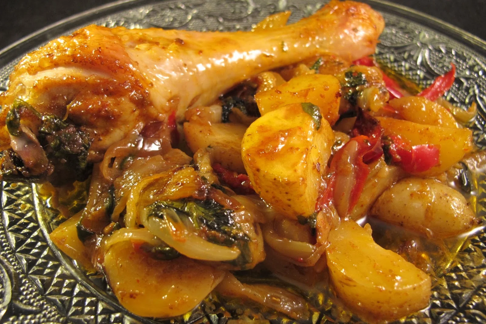 Poulet au four et ses pommes de terre