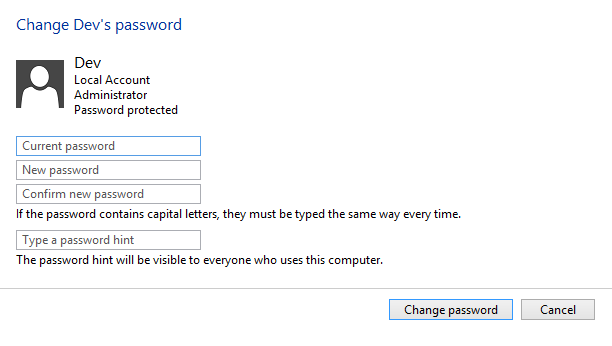 Password local. Change password Design. The local Administrator account becomes the domain Administrator account.