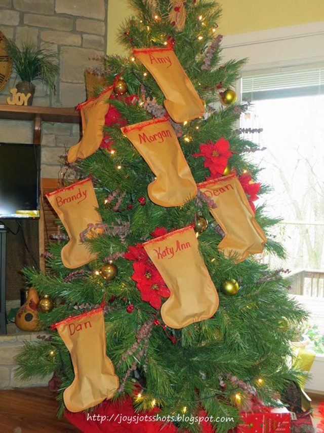 Make a Christmas stocking from brown paper ~ Tutorial by Joy's Jots, Shots & Whatnots