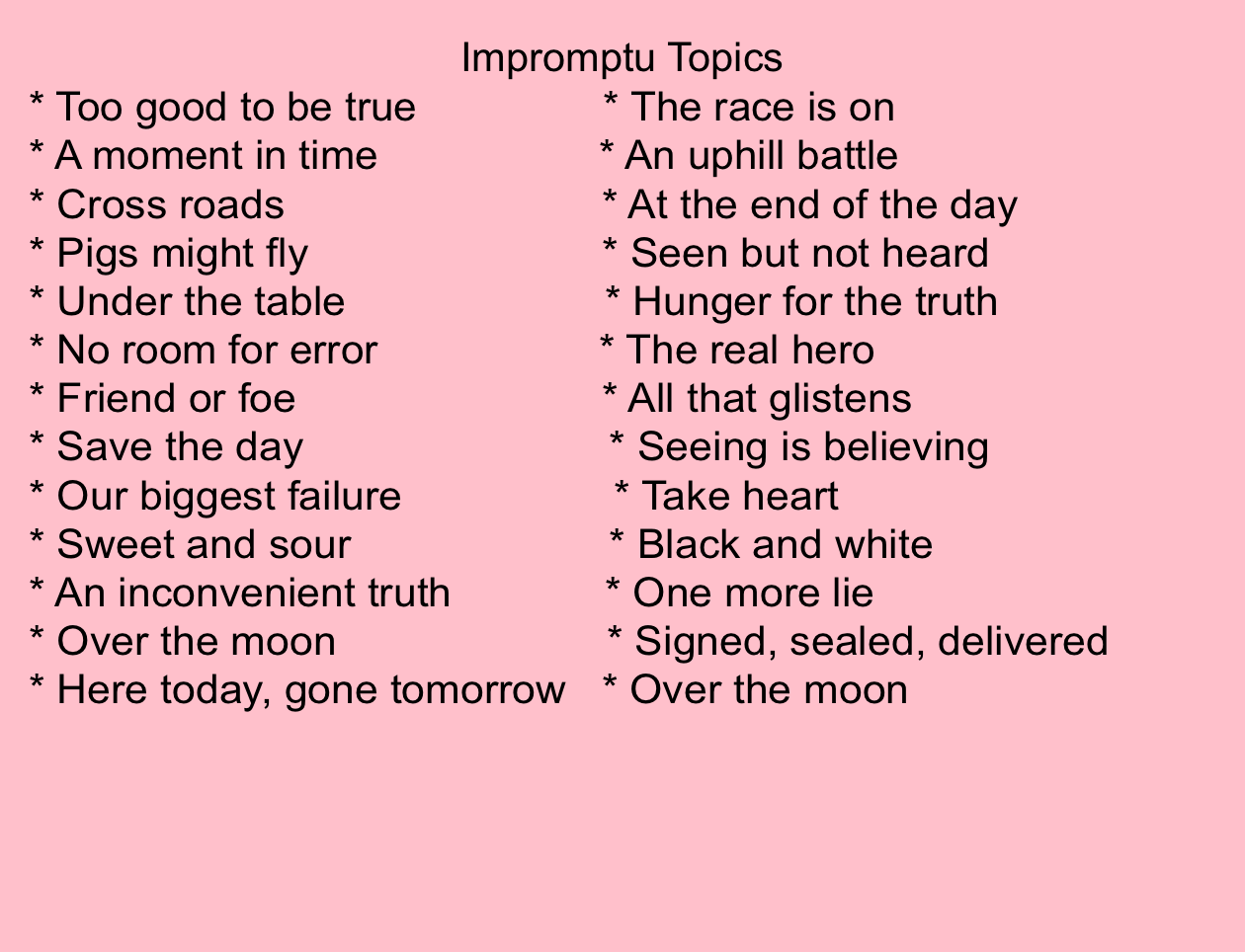 ð± Esl impromptu speech topics. 110 Amazing Impromptu Speech Topics and
