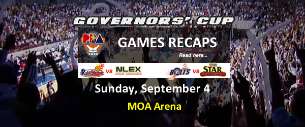 List of PBA Games Sunday September 4, 2016 @ MOA Arena