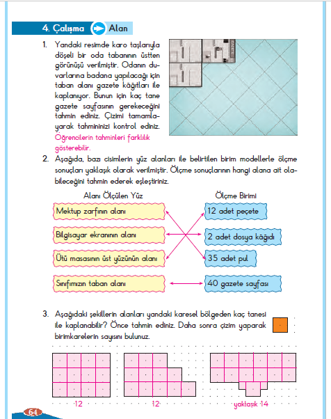 3. Sınıf Berkay Yayınları Matematik Çalışma Kitabı 64. Sayfa Cevapları Alan 4. Çalışma 3. Sınıf Berkay Yayınları Matematik Çalışma Kitabı 64. Sayfa Cevapları Alan 4. Çalışma