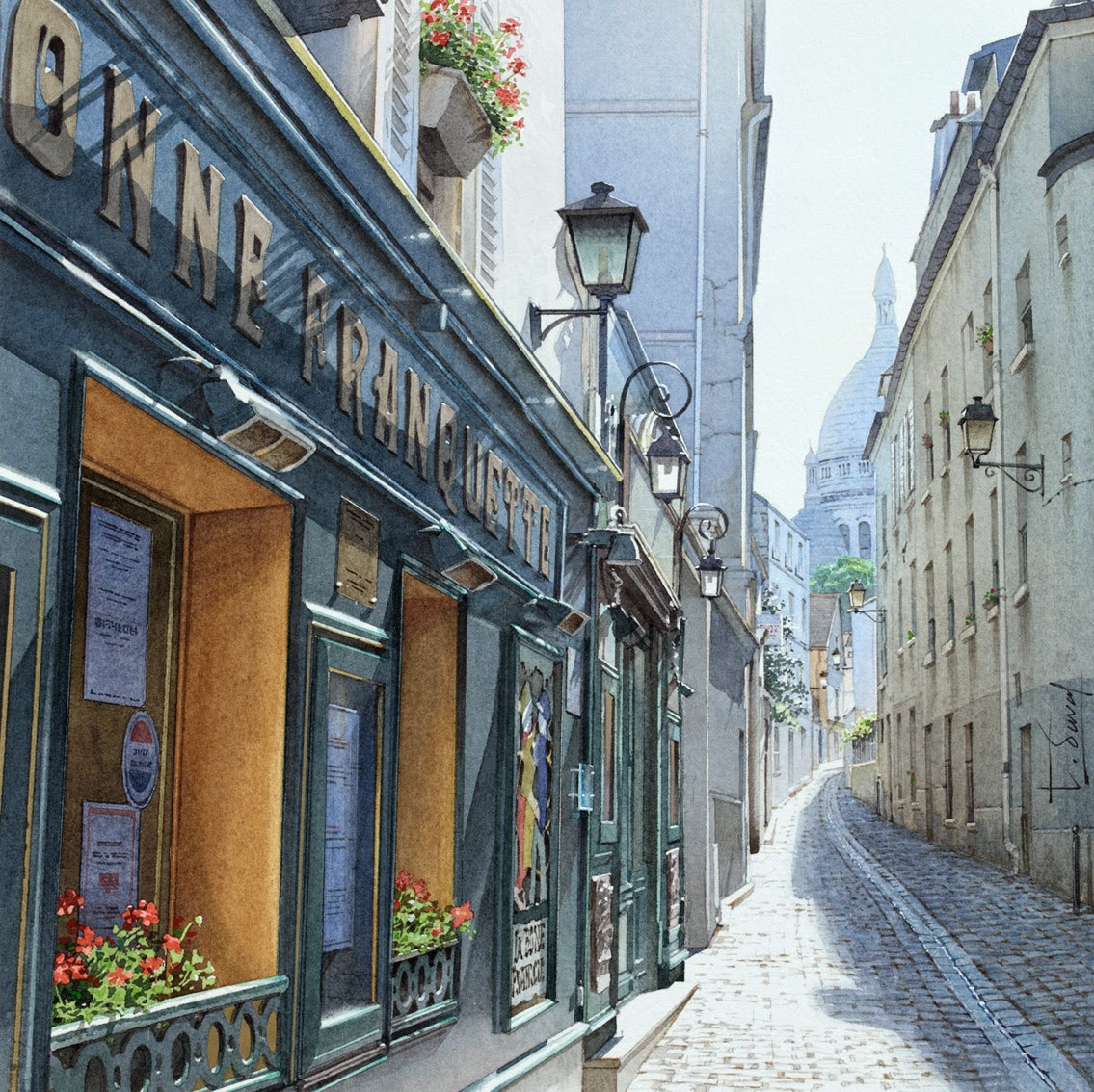 21-Montmartre-Thierry-Duval-Snippets-of Real-Life-in Watercolor-Paintings-www-designstack-co
