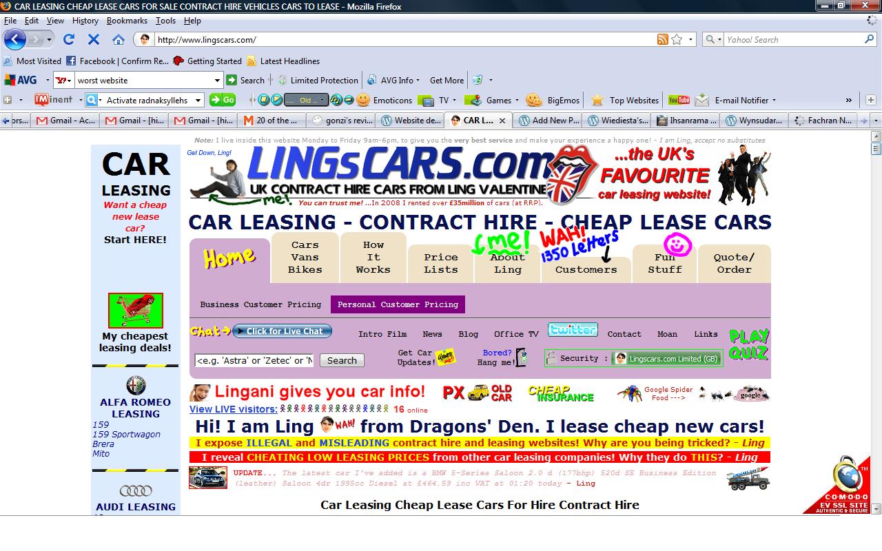 Worst website. Bad website. lingscar. bad sites. bad sites add.