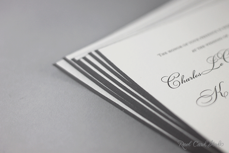 Heavy card with charcoal gray beveled edge by Real Card Studio Heavy card with charcoal gray beveled edge by Real Card Studio