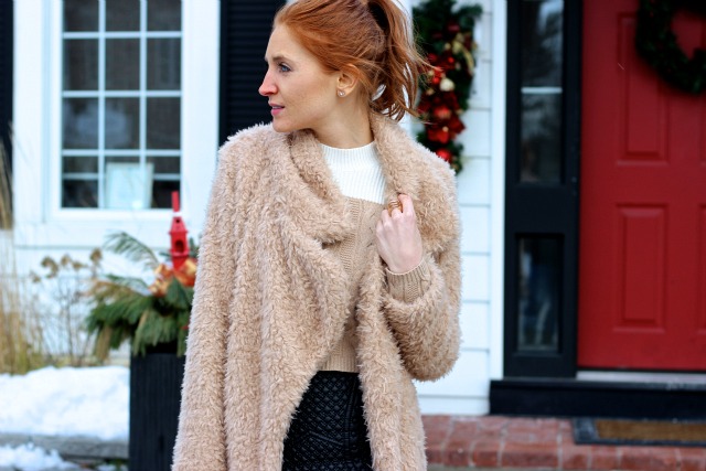 Faux Fur & Quilted Black Mini Skirt- winter chic