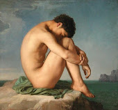 Young Man Sitting by the Seashore