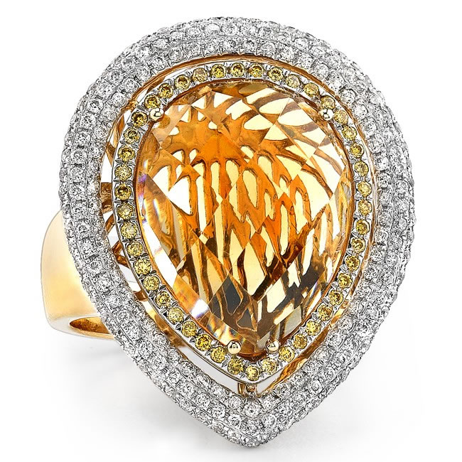 Atlanta Engagement Rings 14k Yellow Gold Pear Shaped Citrine and