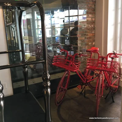 red loaner bikes at Hotel Zeppelin in San Francisco, California