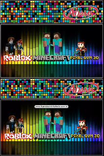 Pixel Gum 3D, Roblox and Minecraft Free Printable Candy Bar Label. 