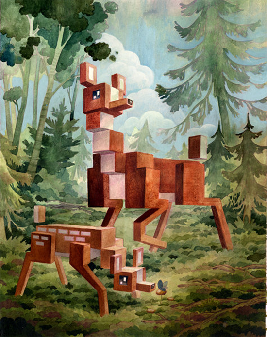 Animal pixel series Menagerie by canadian artist Laura Bifano #etsy #art