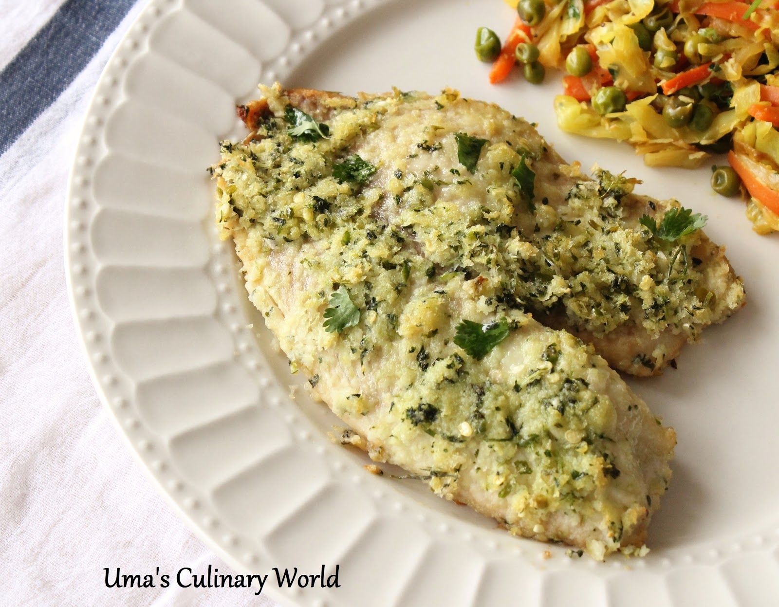 Cilantro and Potato Crusted Baked Tilapia