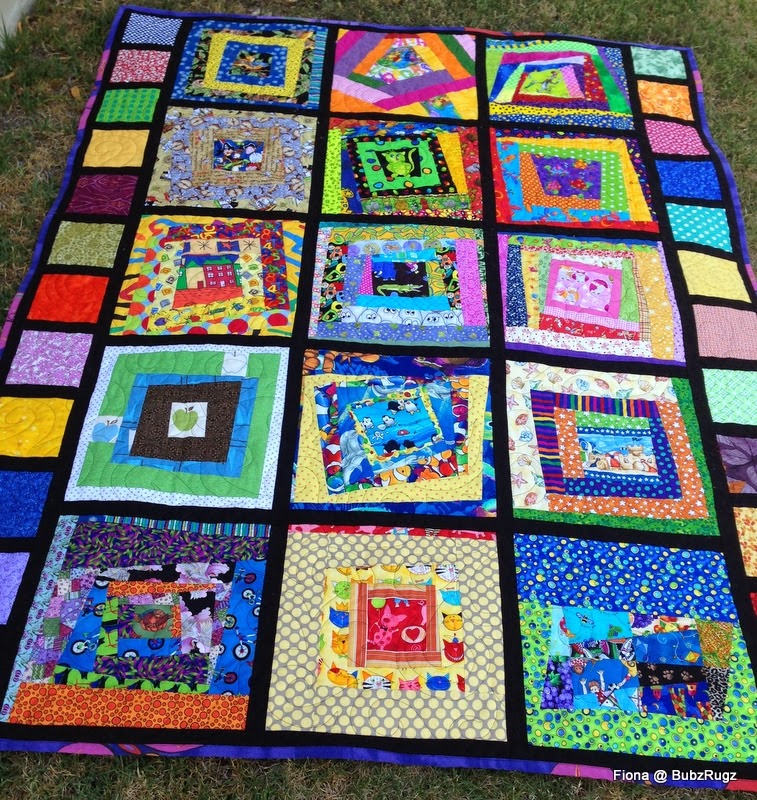 Quilting block swaps Australia My Wonky Square Eye Spy quilt..